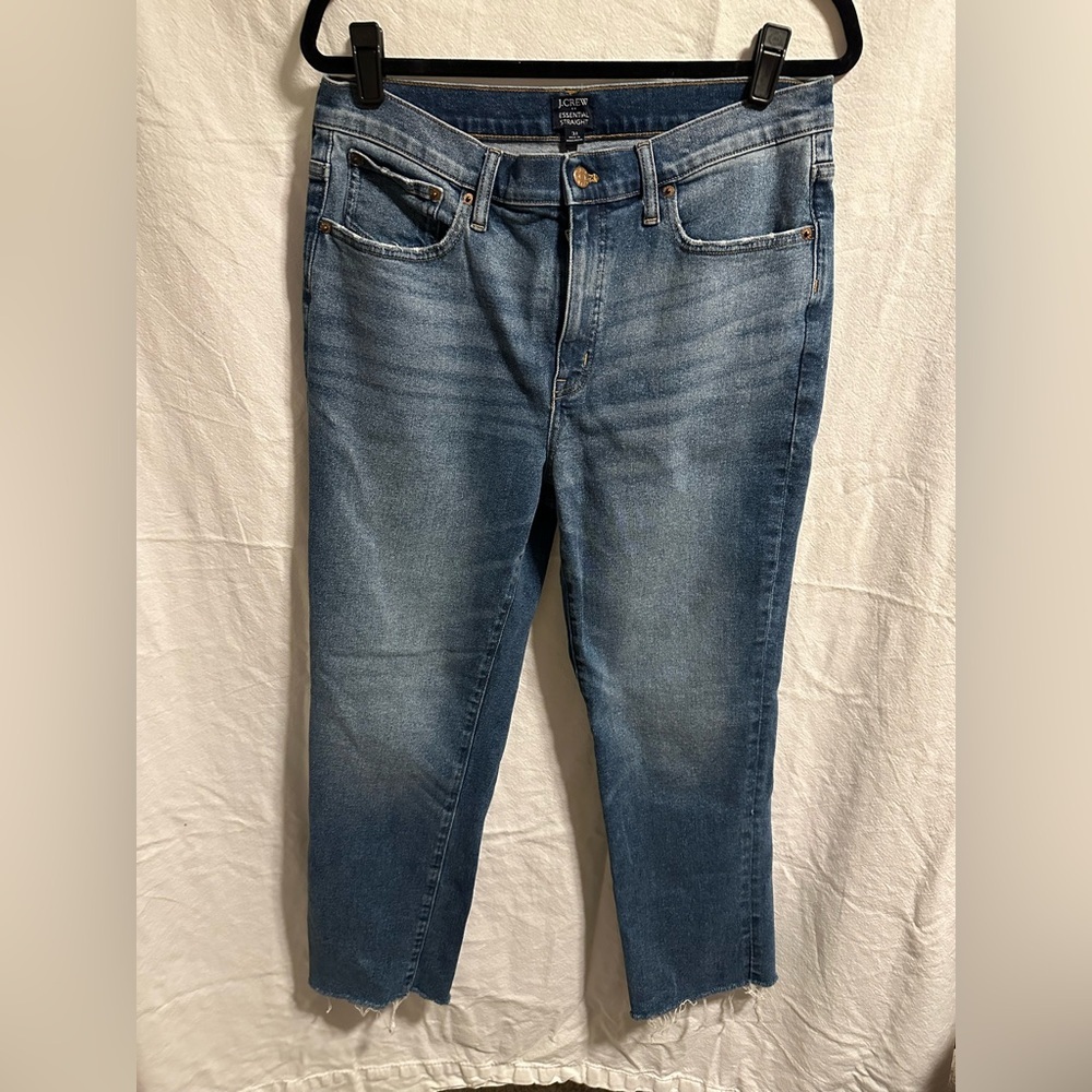 J. Crew Factory Women's Essential Straight Cropped Blue Denim Jeans Size 31
